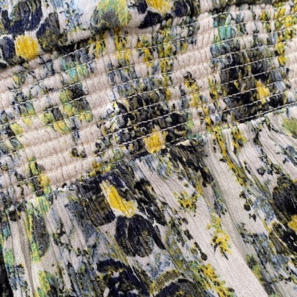 Free People Washed Ashore Floral Boho Ivory / Green Mini Dress Size Large - Picture 6 of 12